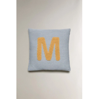 CHILDREN'S EMBROIDERED LETTER M CUSHION