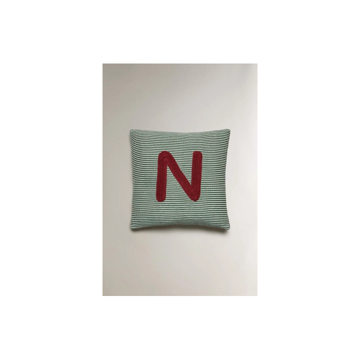 CHILDREN'S EMBROIDERED LETTER N CUSHION