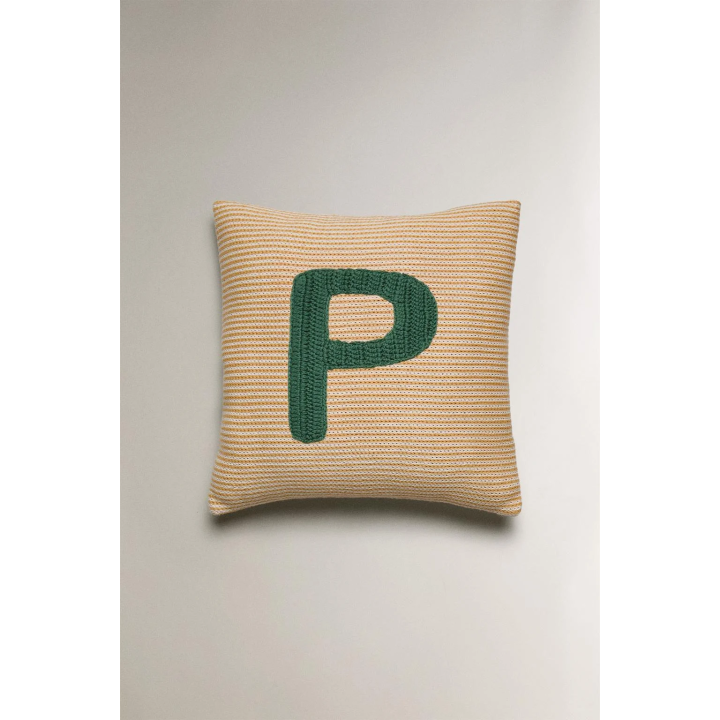 CHILDREN'S EMBROIDERED LETTER P CUSHION