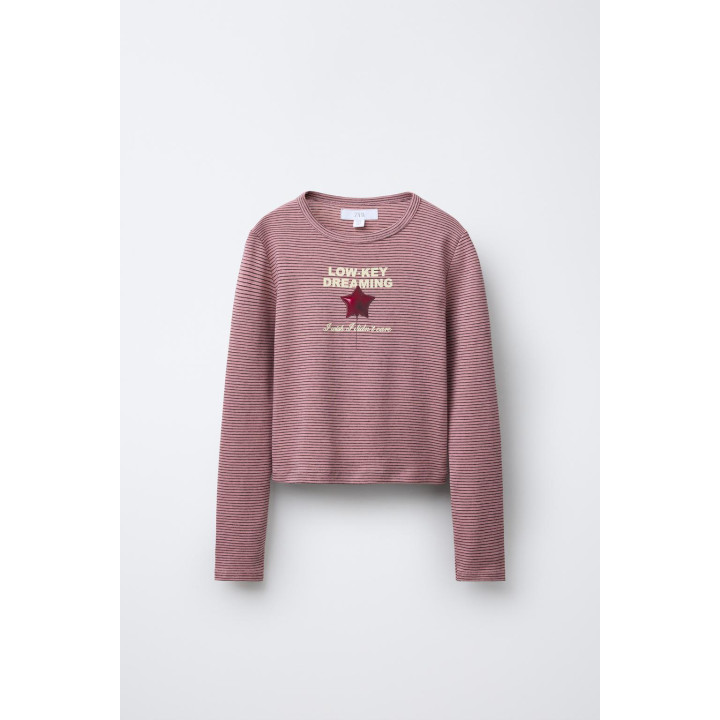 ЛОНГСЛИВ В ПОЛОСКУ С ПРИНТОМ