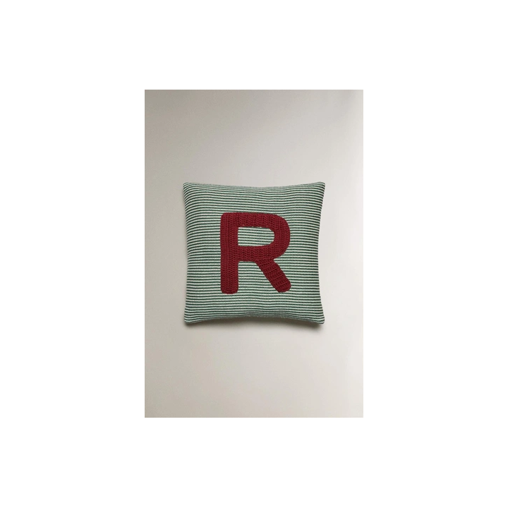 CHILDREN'S EMBROIDERED LETTER R CUSHION