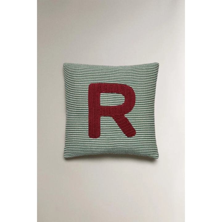 CHILDREN'S EMBROIDERED LETTER R CUSHION