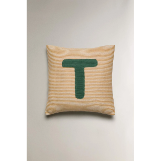 CHILDREN'S EMBROIDERED LETTER T CUSHION