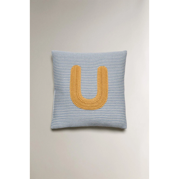 CHILDREN'S EMBROIDERED LETTER U CUSHION