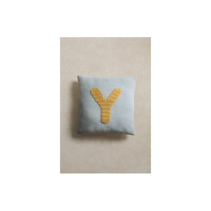 CHILDREN'S EMBROIDERED LETTER Y CUSHION