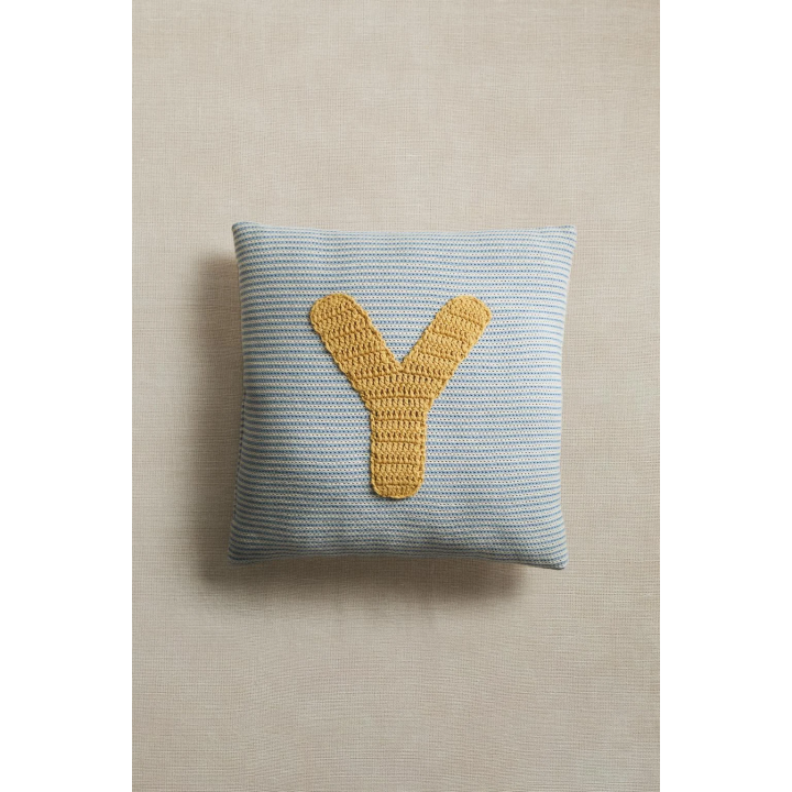 CHILDREN'S EMBROIDERED LETTER Y CUSHION