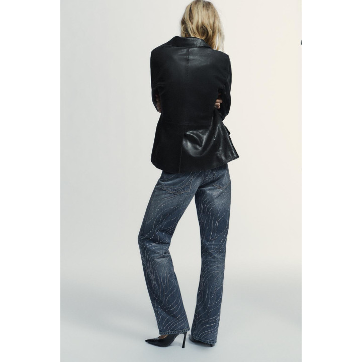 ДЖИНСЫ TRF WIDE LEG С НИЗКОЙ ПОСАДКОЙ И СТРАЗАМИ