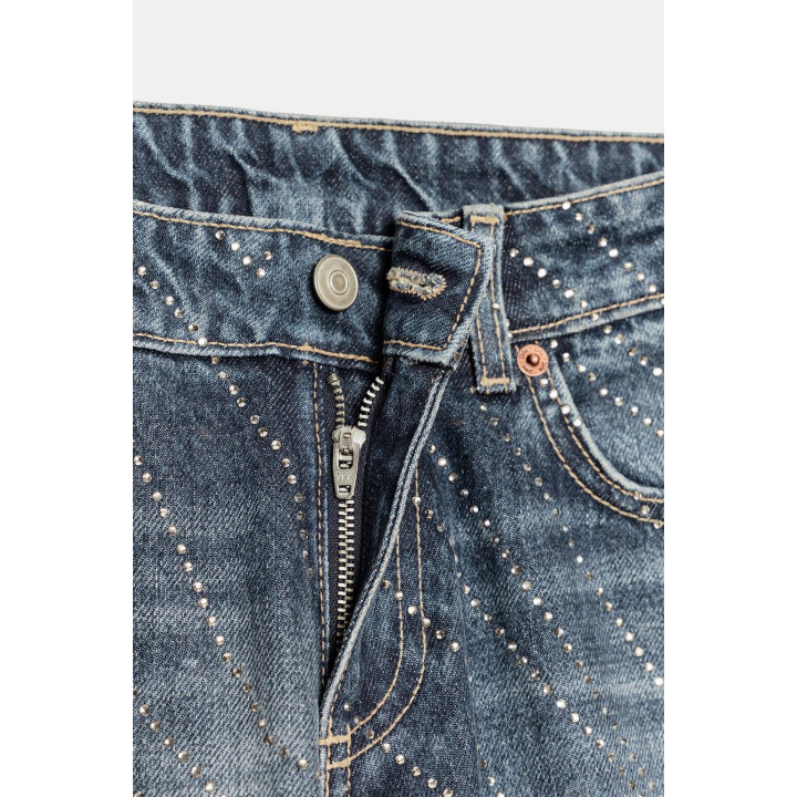 ДЖИНСЫ TRF WIDE LEG С НИЗКОЙ ПОСАДКОЙ И СТРАЗАМИ