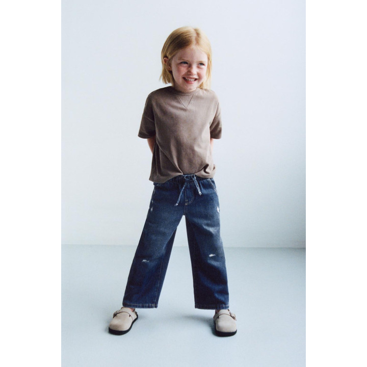 ДЖИНСЫ WIDE LEG FLUIDO С ДЫРКАМИ