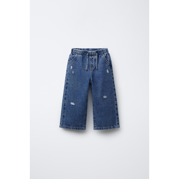 ДЖИНСЫ WIDE LEG FLUIDO С ДЫРКАМИ