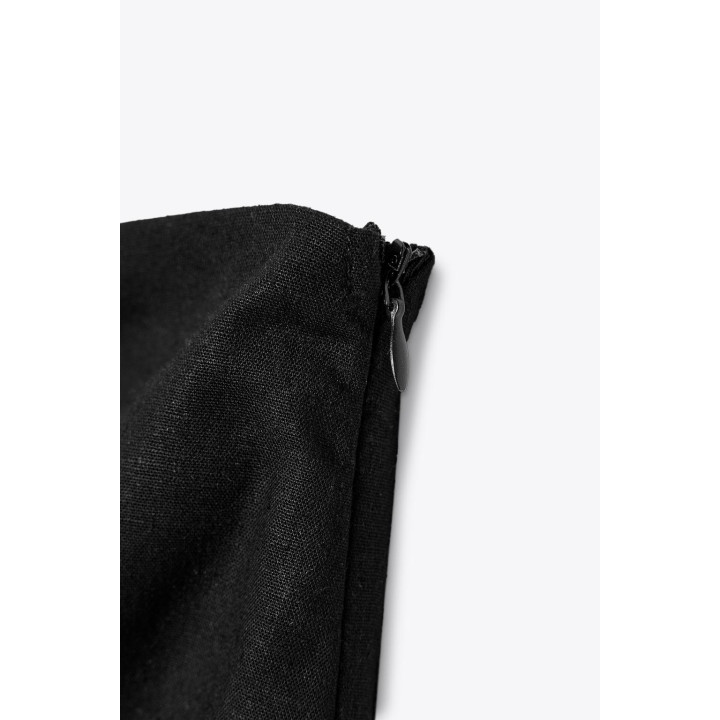 ПЛАТЬЕ МИДИ АСИММЕТРИЧНОГО КРОЯ С ВЫРЕЗАМИ И ЛЬНОМ