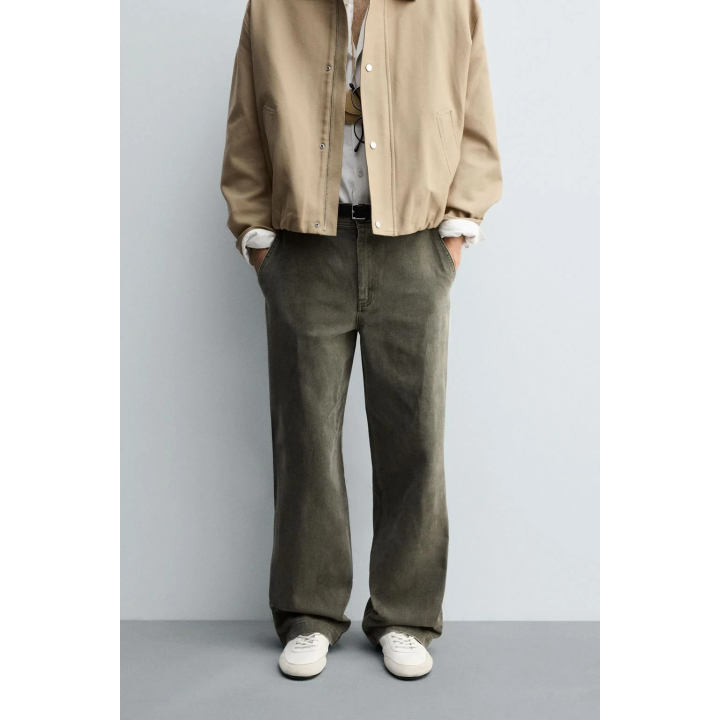 БРЮКИ WIDE FIT С ЭФФЕКТОМ ПОТЕРТОСТИ