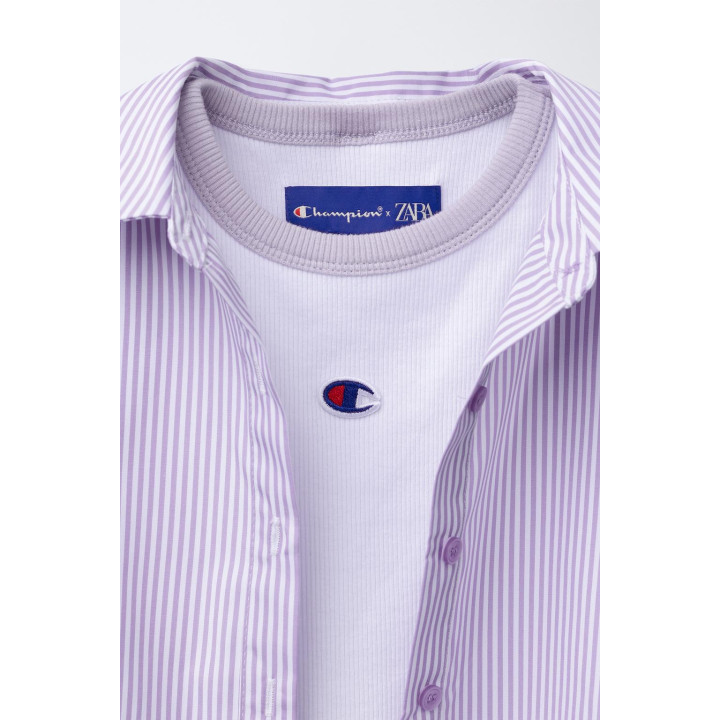 КОМПЛЕКТ РУБАШКА ПОПЛИН В ПОЛОСКУ С ТРИКОТАЖНОЙ МАЙКОЙ CHAMPION ® X ZARA