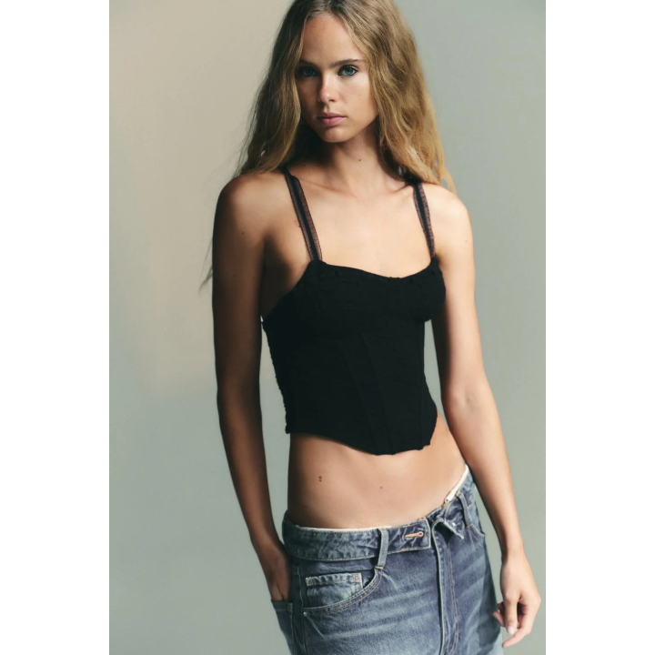 Топ с корсетным лифом в стиле жаккарда