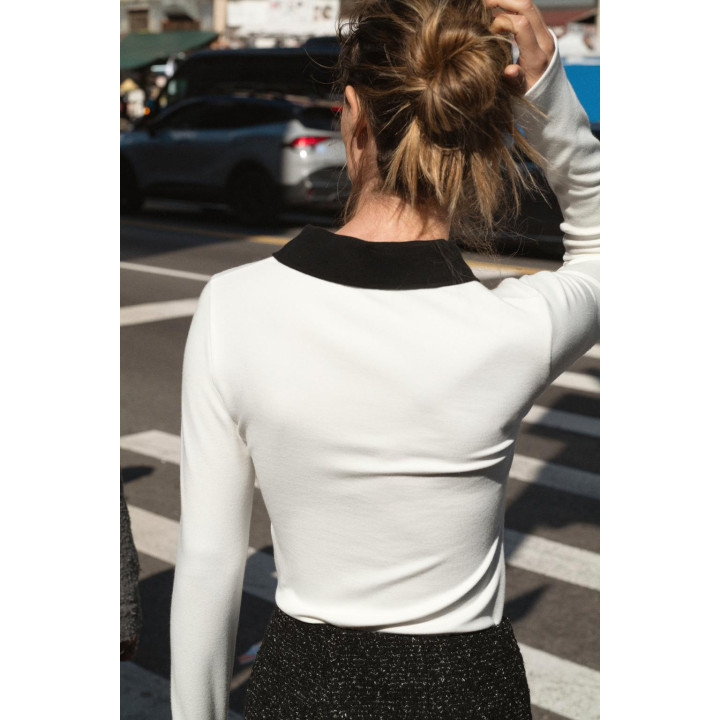 ТОП ПОЛО ИЗ ТКАНИ INTERLOCK С КОНТРАСТНОЙ ОТДЕЛКОЙ