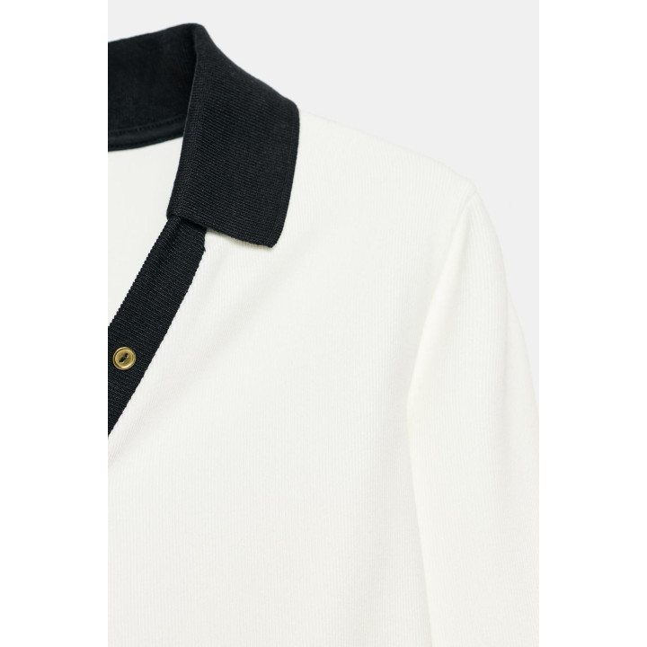 ТОП ПОЛО ИЗ ТКАНИ INTERLOCK С КОНТРАСТНОЙ ОТДЕЛКОЙ