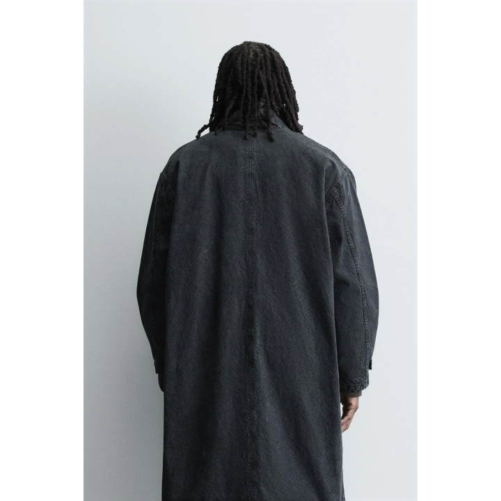 Джинсовое пальто свободного кроя со стиркой