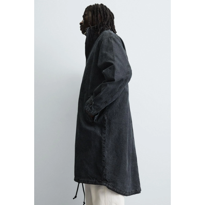 Джинсовое пальто свободного кроя со стиркой