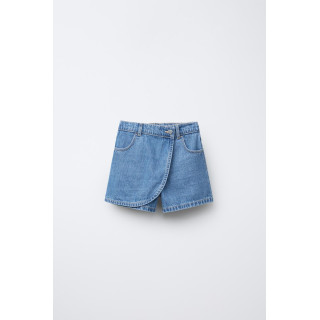 ДЖИНСОВАЯ ЮБКА-ШОРТЫ С ВЫСОКОЙ ПОСАДКОЙ И ПУГОВИЦЕЙ В ФОРМЕ СЕРДЦА