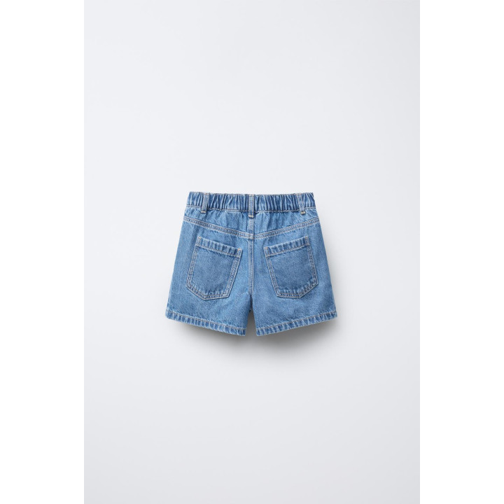 ДЖИНСОВАЯ ЮБКА-ШОРТЫ С ВЫСОКОЙ ПОСАДКОЙ И ПУГОВИЦЕЙ В ФОРМЕ СЕРДЦА