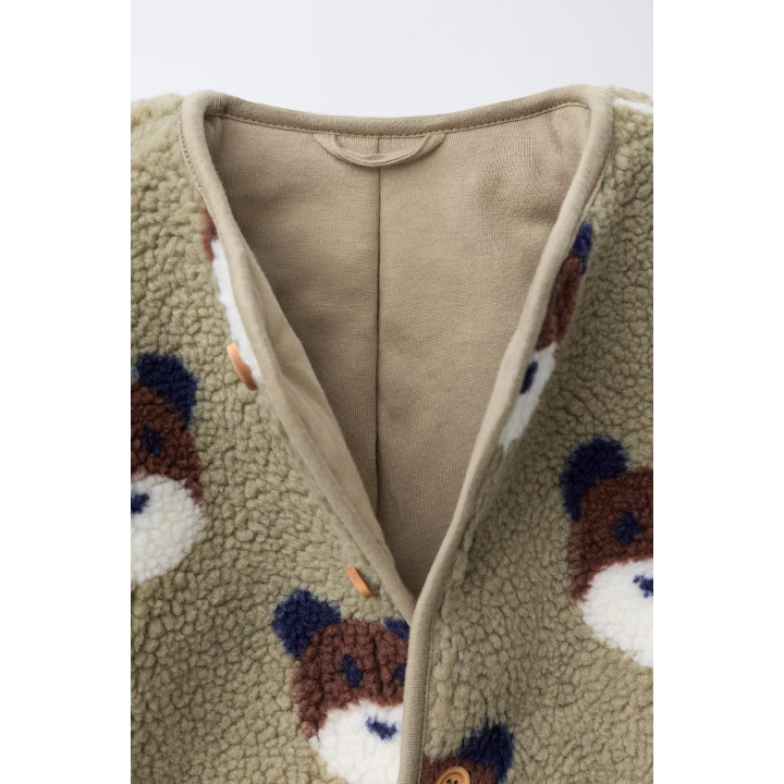 КУРТКА ИЗ ИСКУССТВЕННОЙ ОВЧИНЫ С МИШКАМИ