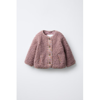 ПАЛЬТО ИЗ ИСКУССТВЕННОЙ ОВЧИНЫ С ЦВЕТОЧНЫМ ПРИНТОМ НА ПОДКЛАДКЕ