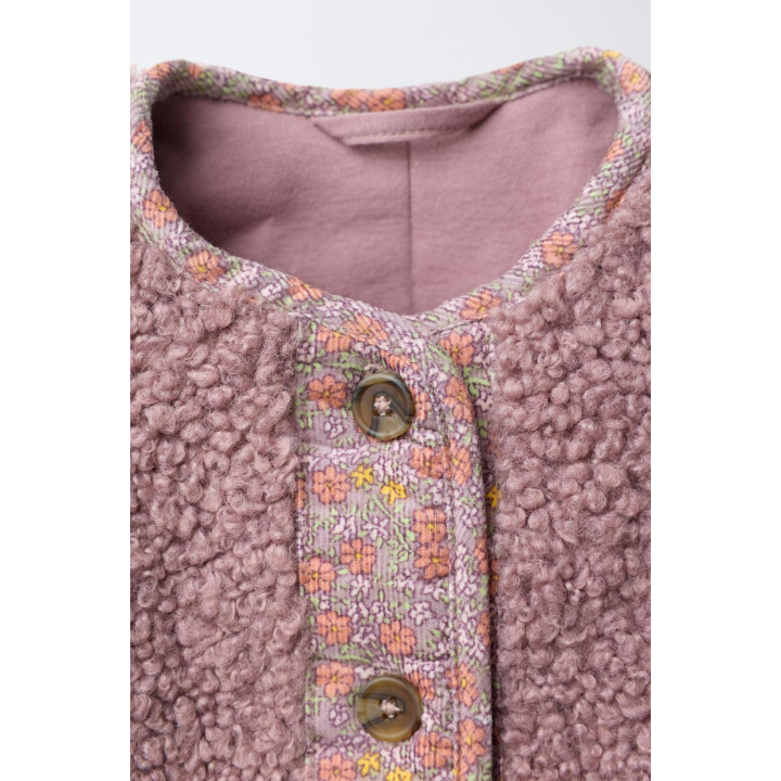 ПАЛЬТО ИЗ ИСКУССТВЕННОЙ ОВЧИНЫ С ЦВЕТОЧНЫМ ПРИНТОМ НА ПОДКЛАДКЕ