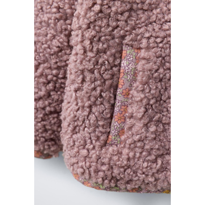 ПАЛЬТО ИЗ ИСКУССТВЕННОЙ ОВЧИНЫ С ЦВЕТОЧНЫМ ПРИНТОМ НА ПОДКЛАДКЕ