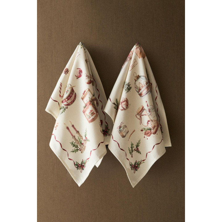 Полотенца из хлопка с рождественским принтом (набор из 2 шт.)