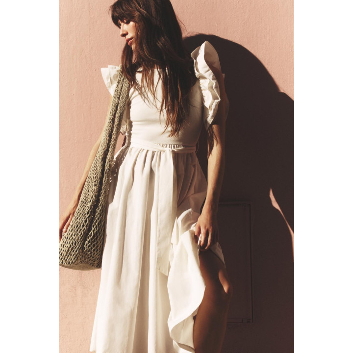 КОМБИНИРОВАННОЕ ПЛАТЬЕ С ВОЛАНАМИ