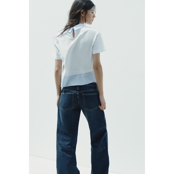 Футболка в полоску с контрастным воротником