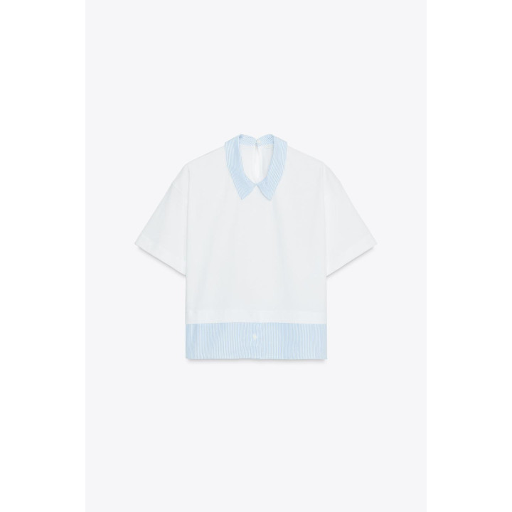 Футболка в полоску с контрастным воротником