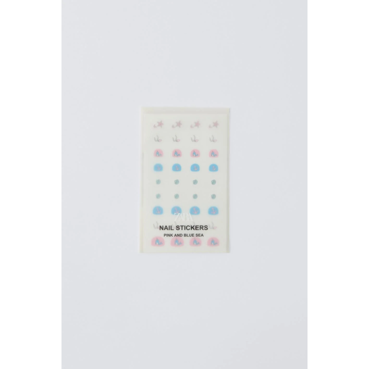 наклейки для ногтей zara pink and blue sea