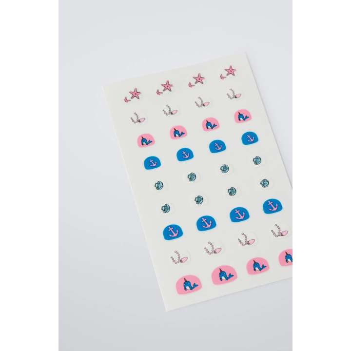 наклейки для ногтей zara pink and blue sea