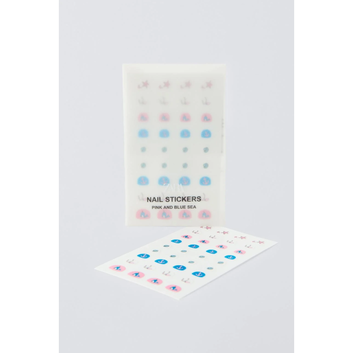наклейки для ногтей zara pink and blue sea