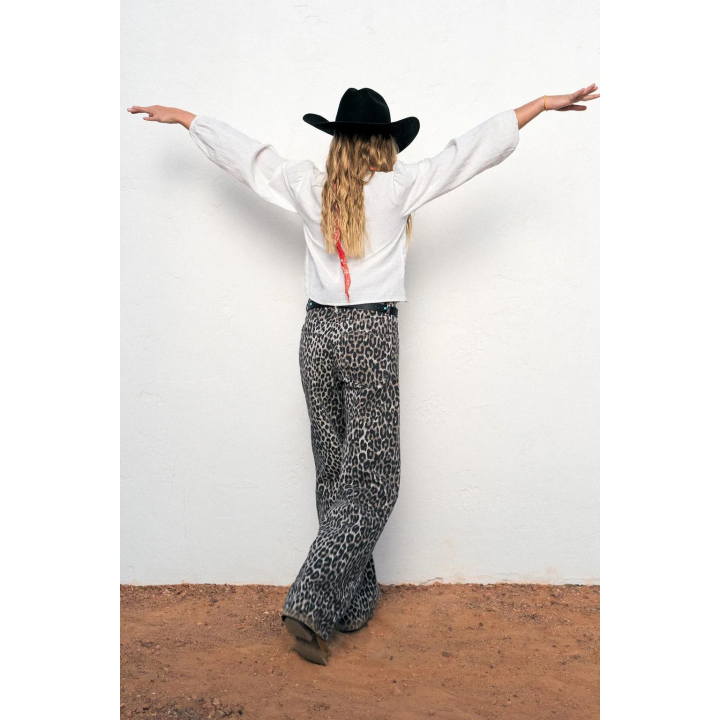 ДЖИНСОВЫЕ БРЮКИ WIDE LEG С АНИМАЛИСТИЧЕСКИМ ПРИНТОМ