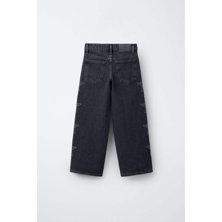 ДЖИНСЫ WIDE LEG СО ЗВЕЗДАМИ И СТРАЗАМИ