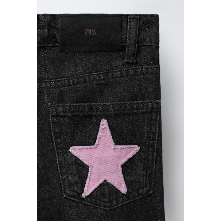 ДЖИНСЫ WIDE LEG С НАШИВКАМИ-ЗВЕЗДАМИ