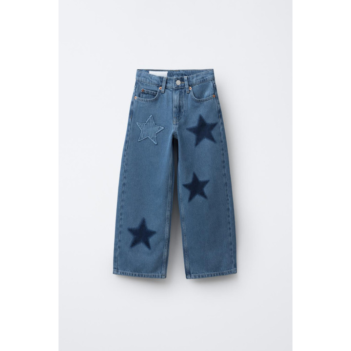 ДЖИНСЫ WIDE LEG С НАШИВКАМИ «ЗВЕЗДЫ»
