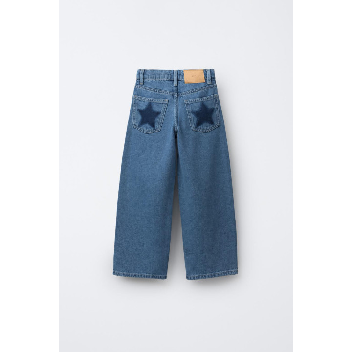 ДЖИНСЫ WIDE LEG С НАШИВКАМИ «ЗВЕЗДЫ»