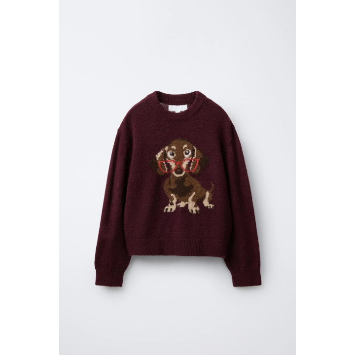 ВЯЗАНЫЙ СВИТЕР С ВЫШИВКОЙ СОБАКИ