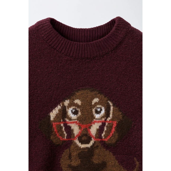 ВЯЗАНЫЙ СВИТЕР С ВЫШИВКОЙ СОБАКИ