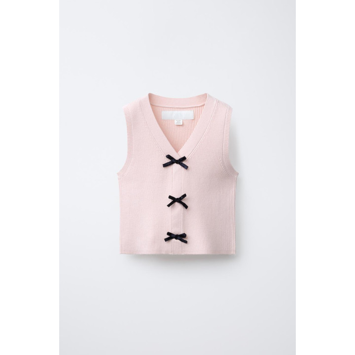 ТРИКОТАЖНЫЙ ЖИЛЕТ С БАНТИКАМИ