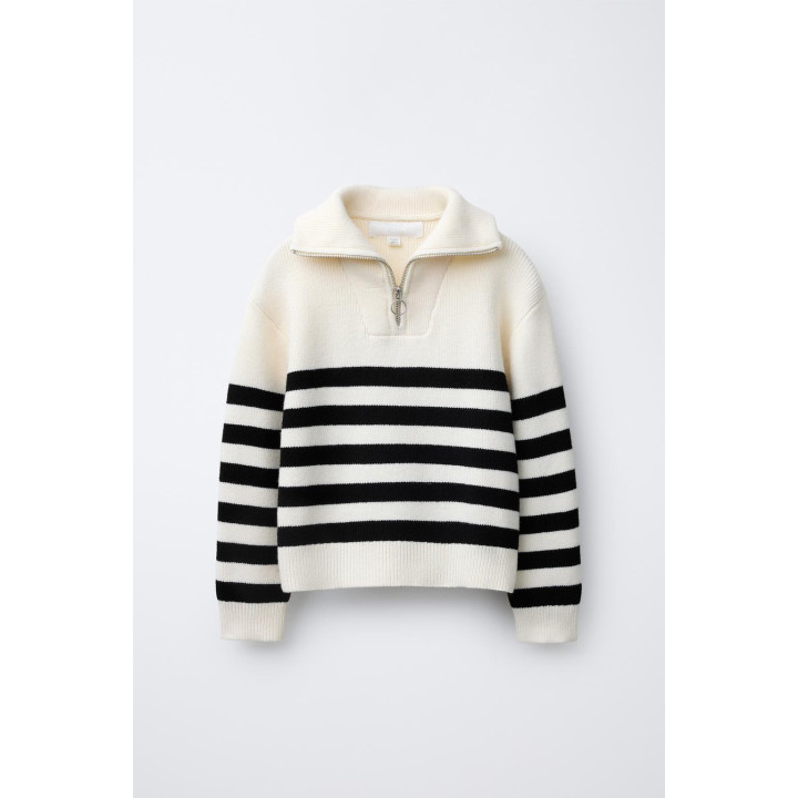 ТРИКОТАЖНЫЙ СВИТЕР В ПОЛОСКУ НА МОЛНИИ