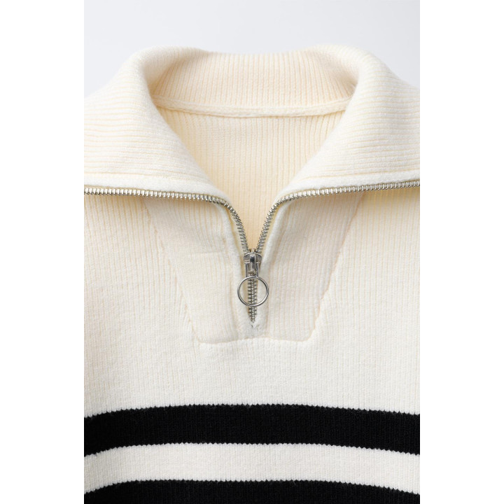 ТРИКОТАЖНЫЙ СВИТЕР В ПОЛОСКУ НА МОЛНИИ