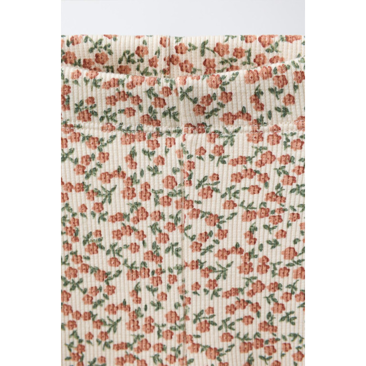 BEAR SWEATSHIRT AND RIBBED FLORAL LEGGINGS SET