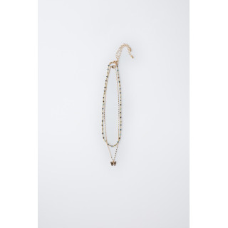 НАБОР ИЗ ДВУХ ОЖЕРЕЛИЙ С БУСИНАМИ И БАБОЧКОЙ