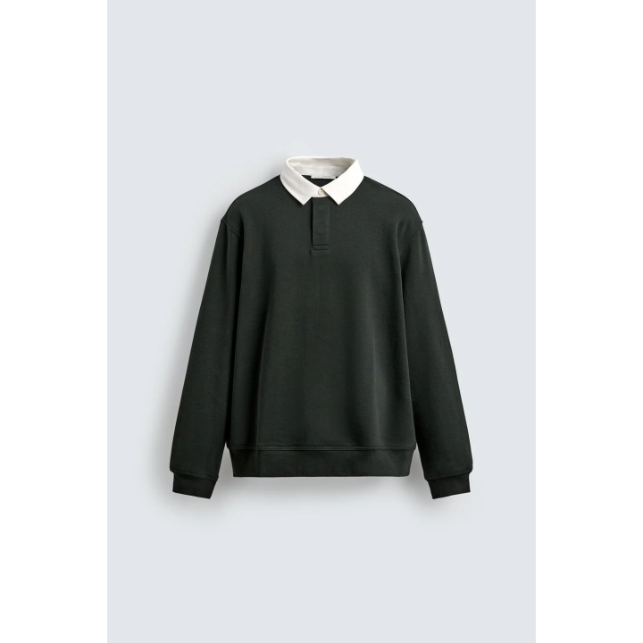 ТОЛСТОВКА-ПОЛО С КОНТРАСТНЫМ ВОРОТНИКОМ