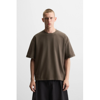 Футболка прямого кроя из плотного хлопкового трикотажа