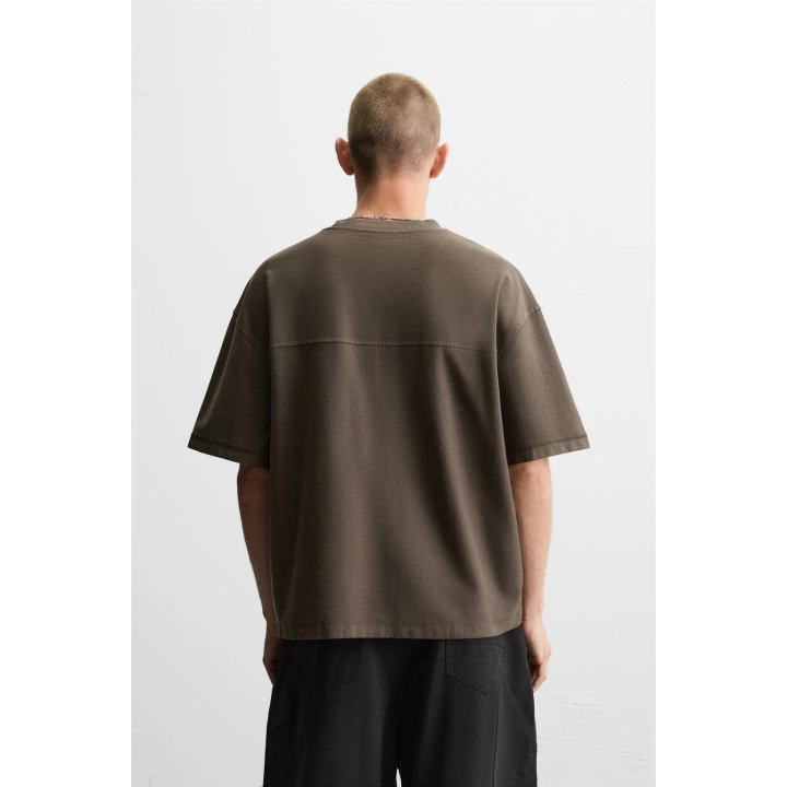 Футболка прямого кроя из плотного хлопкового трикотажа